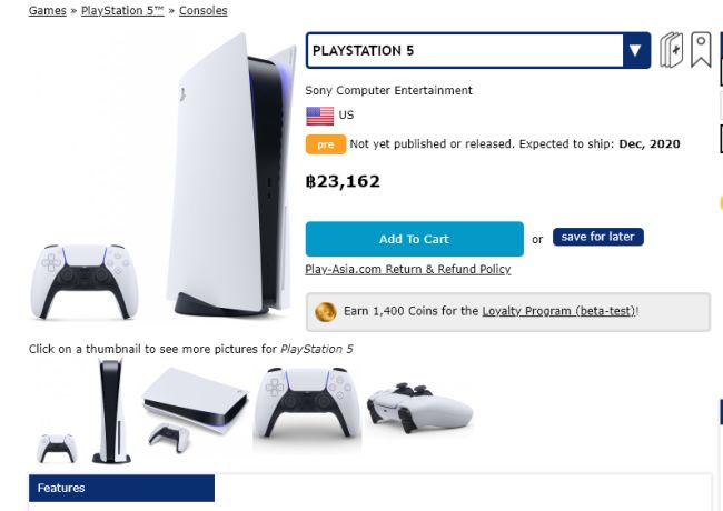เว็บไซต์ Play-Asia ตั้งราคา PS5 สูงถึง 23,000 บาท 2 เว็บไซต์ Play-Asia ตั้งราคา PS5 สูงถึง 23,000 บาท