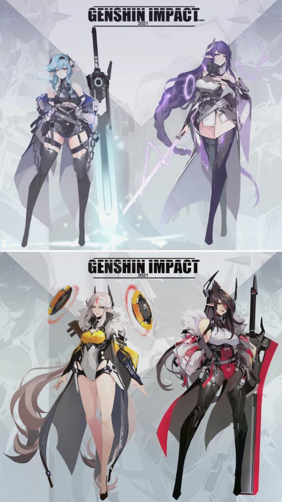 แฟนอาร์ต Genshin Impact ในสไตล์ Punishing: Gray Raven 2 แฟนอาร์ต Genshin Impact ในสไตล์ Punishing: Gray Raven