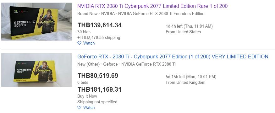 การ์ดจอรุ่นพิเศษจาก NVIDIA และ Cyberpunk 2077 มีราคาสูงเหยียบแสน