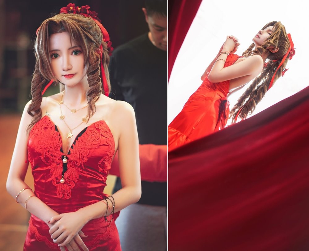 สาวเจ้าแดนมังกรแปลงร่างเป็น Aerith จาก Final Fantasy VII Remake สวยคมสะท้านหัวใจ 2 สาวเจ้าแดนมังกรแปลงร่างเป็น Aerith จาก Final Fantasy VII Remake สวยคมสะท้านหัวใจ