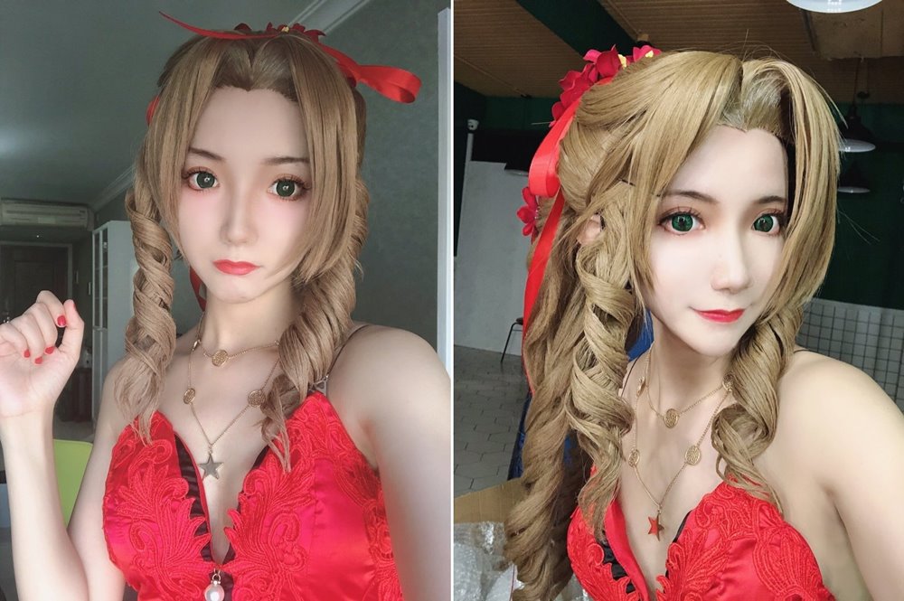 สาวเจ้าแดนมังกรแปลงร่างเป็น Aerith จาก Final Fantasy VII Remake สวยคมสะท้านหัวใจ 4 สาวเจ้าแดนมังกรแปลงร่างเป็น Aerith จาก Final Fantasy VII Remake สวยคมสะท้านหัวใจ