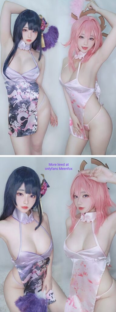 สาวไทยแปลงโฉมเป็น Raiden Shogun และ Yae ในชุดนอน 2 สาวไทยแปลงโฉมเป็น Raiden Shogun และ Yae ในชุดนอน