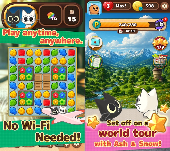 Ash & Snow: Cat Pop'n Match เปิดให้บริการบนสโตร์ไทยแล้ว 4 Ash & Snow