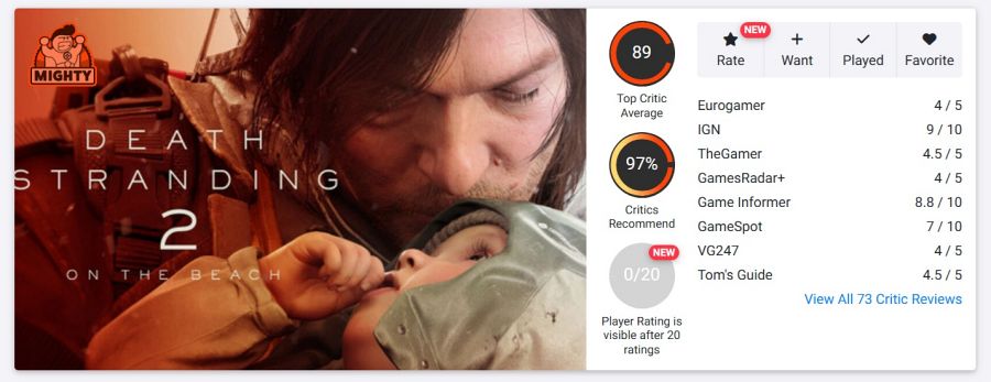 รวมคะแนนรีวิว Death Stranding 2: On the Beach จากสื่อนอก 2 Death Stranding 2 On the Beach Opencritic Score