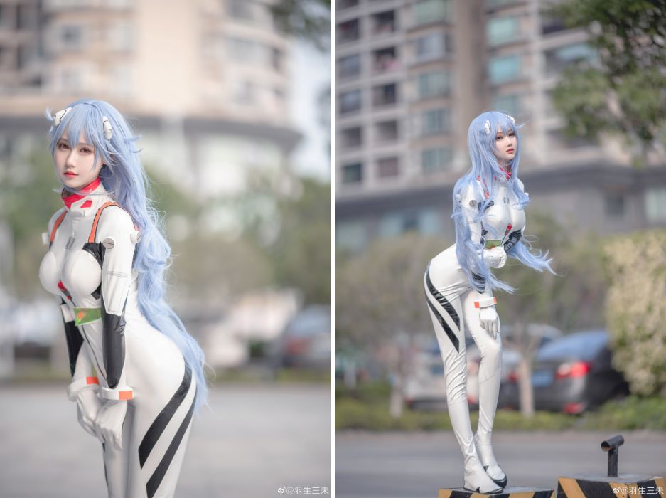 คอสเพลย์ Rei จาก Evangelion ในชุด Plugsuit 2 คอสเพลย์ Rei จาก Evangelion ในชุด Plugsuit
