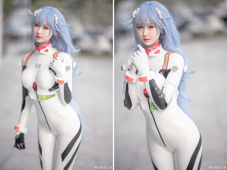 คอสเพลย์ Rei จาก Evangelion ในชุด Plugsuit 3 คอสเพลย์ Rei จาก Evangelion ในชุด Plugsuit