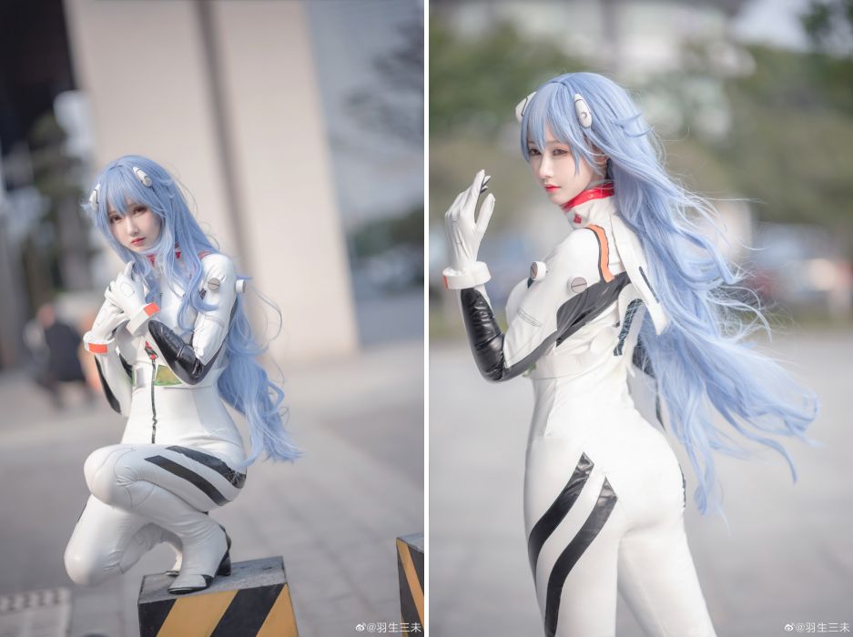 คอสเพลย์ Rei จาก Evangelion ในชุด Plugsuit 4 คอสเพลย์ Rei จาก Evangelion ในชุด Plugsuit