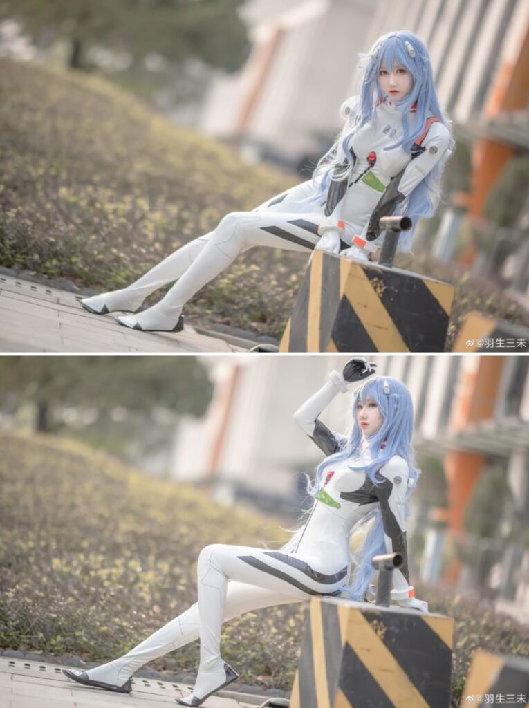 คอสเพลย์ Rei จาก Evangelion ในชุด Plugsuit 5 คอสเพลย์ Rei จาก Evangelion ในชุด Plugsuit
