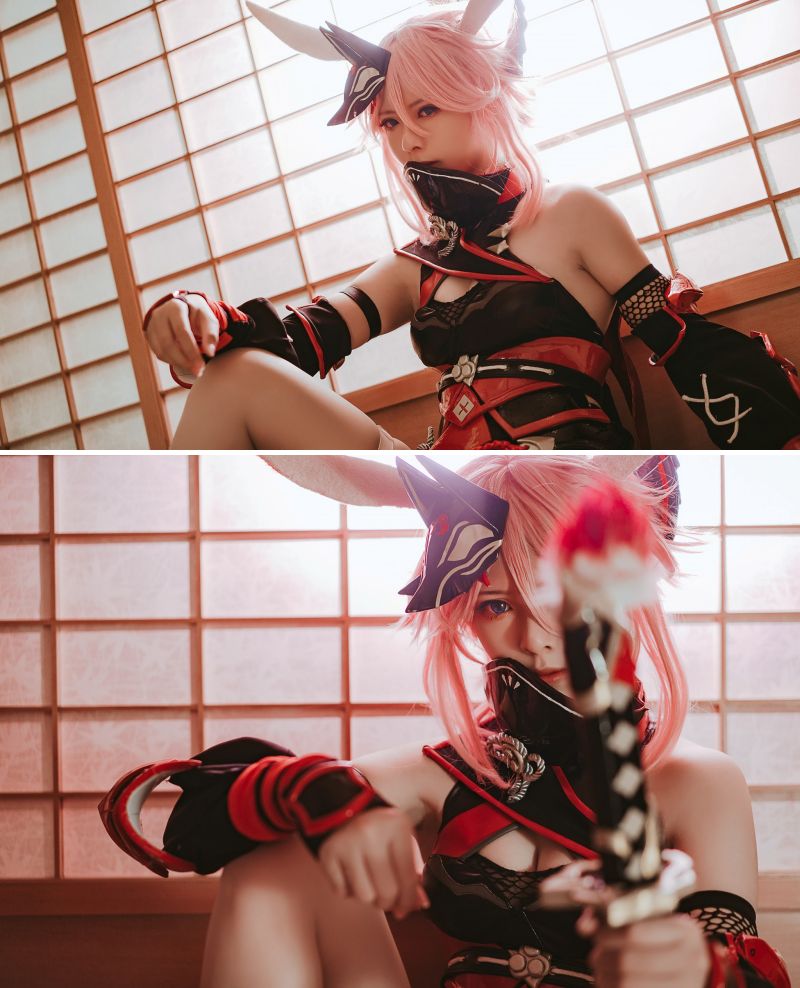 คอสเพลย์ Yae Sakura จาก Honkai Impact 3rd เวอร์ชั่น Night Kasami 7 คอสเพลย์ Yae Sakura จาก Honkai Impact 3rd เวอร์ชั่น Night Kasami