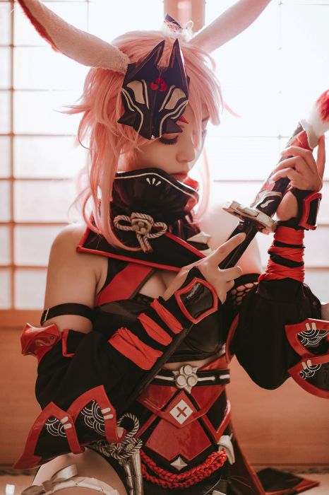 คอสเพลย์ Yae Sakura จาก Honkai Impact 3rd เวอร์ชั่น Night Kasami 5 คอสเพลย์ Yae Sakura จาก Honkai Impact 3rd เวอร์ชั่น Night Kasami
