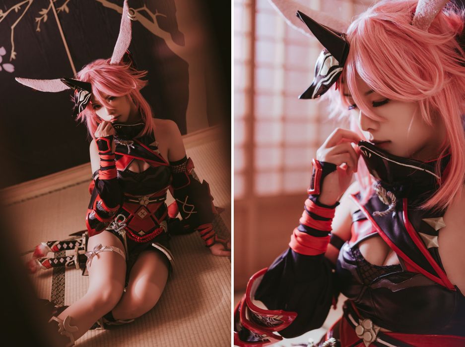 คอสเพลย์ Yae Sakura จาก Honkai Impact 3rd เวอร์ชั่น Night Kasami 4 คอสเพลย์ Yae Sakura จาก Honkai Impact 3rd เวอร์ชั่น Night Kasami