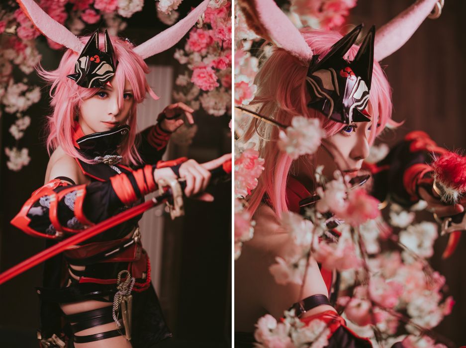 คอสเพลย์ Yae Sakura จาก Honkai Impact 3rd เวอร์ชั่น Night Kasami 3 คอสเพลย์ Yae Sakura จาก Honkai Impact 3rd เวอร์ชั่น Night Kasami