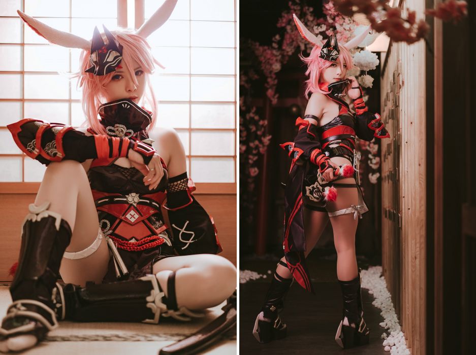 คอสเพลย์ Yae Sakura จาก Honkai Impact 3rd เวอร์ชั่น Night Kasami 2 คอสเพลย์ Yae Sakura จาก Honkai Impact 3rd เวอร์ชั่น Night Kasami