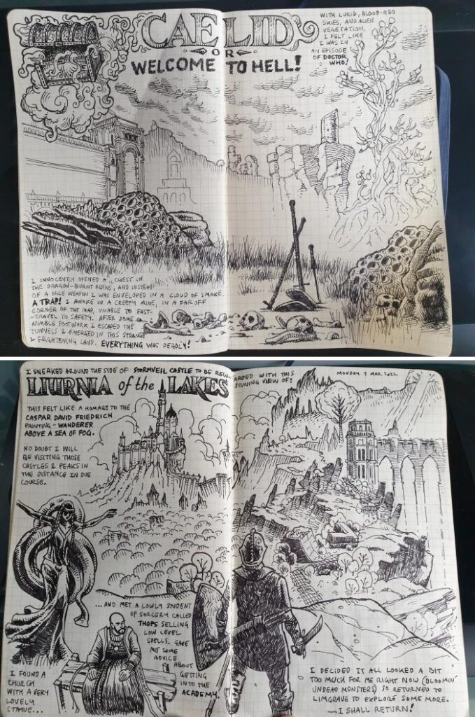 มาชมบันทึกการเดินทางภายในเกม Elden Ring แบบวาดด้วยมือ
