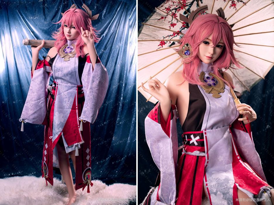 แฟนเกมถ่ายหุ่นจำลองโมเดล Yae Miko ขนาดเท่าตัวจริง 4 แฟนเกมถ่ายหุ่นจำลองโมเดล Yae Miko ขนาดเท่าตัวจริง