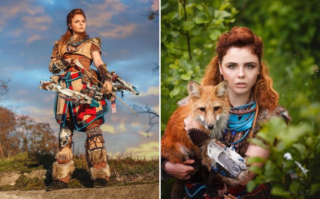 สาวยูเครนแปลงโฉมเป็น Aloy จาก Horizon Forbidden West 2 สาวยูเครนแปลงโฉมเป็น Aloy จาก Horizon Forbidden West