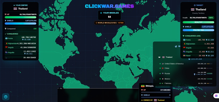ไทยคือเจ้าโลก ยึดทุกประเทศใน Clickwar เรียบร้อย! 2 Thai conquered Clickwar