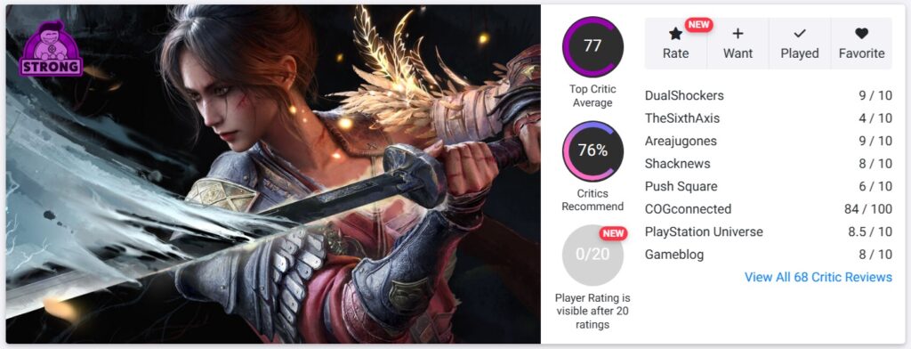 รวมคะแนนรีวิว Wuchang: Fallen Feathers จากสื่อนอก 2 Wuchang: Fallen Feathers Opencritic Score