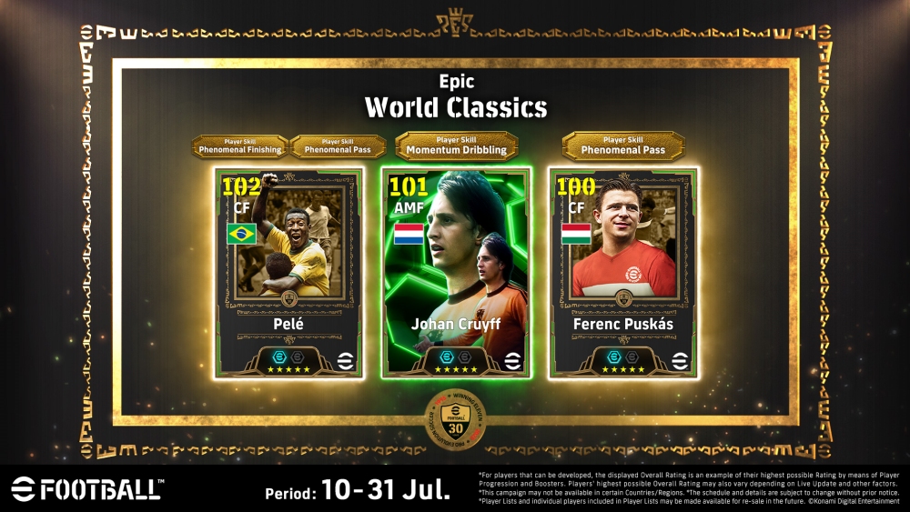 เปเล่สร้างประวัติศาสตร์เปิดตัวใน eFootball™ เพื่อฉลองครบรอบ 30 ปีของซีรีส์เกม