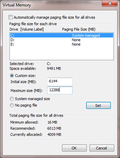 วิธีเพิ่ม Virtual Memory ลดปัญหาจอฟ้า