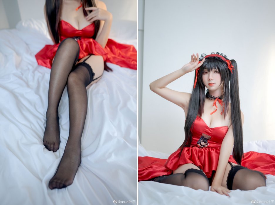 คอสเพลย์ Kurumi จาก Date a Live ในชุดเมดสีแดงแรงฤทธิ์ 6 คอสเพลย์ Kurumi จาก Date a Live ในชุดเมดสีแดงแรงฤทธิ์