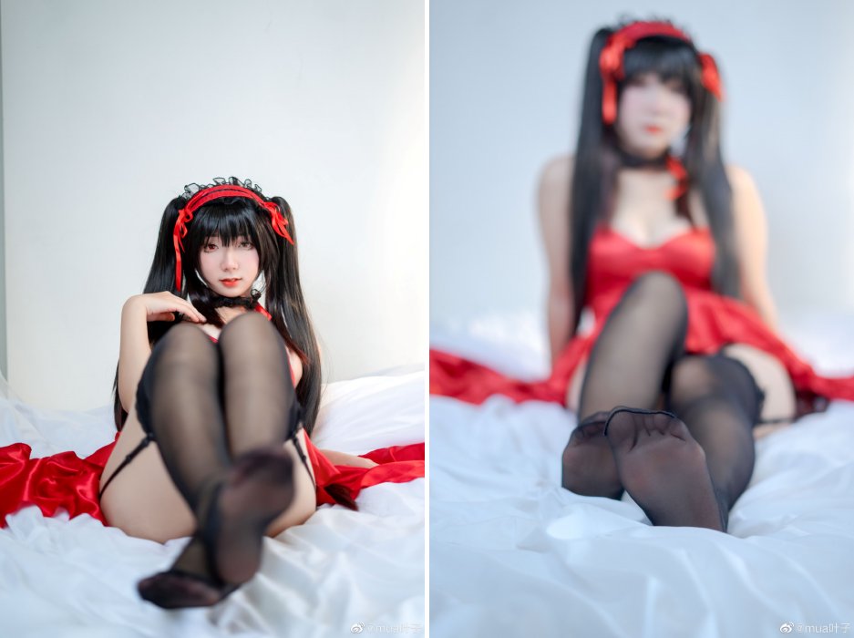 คอสเพลย์ Kurumi จาก Date a Live ในชุดเมดสีแดงแรงฤทธิ์ 5 คอสเพลย์ Kurumi จาก Date a Live ในชุดเมดสีแดงแรงฤทธิ์
