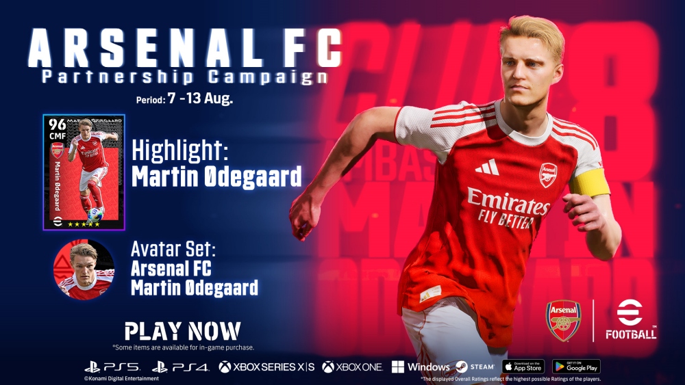KONAMI และ ARSENAL ประกาศขยายความร่วมมือระยะยาว รวมถึงการเฉลิมฉลองในเกม eFootball™