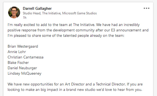 Microsoft จ้างผู้พัฒนาจากเกมชื่อดังมาเข้าสตูดิโอใหม่ 2 Microsoft จ้างผู้พัฒนาจากเกมชื่อดังมาเข้าสตูดิโอใหม่