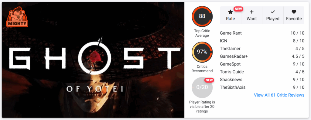 Ghost of Yōtei opencritic Score