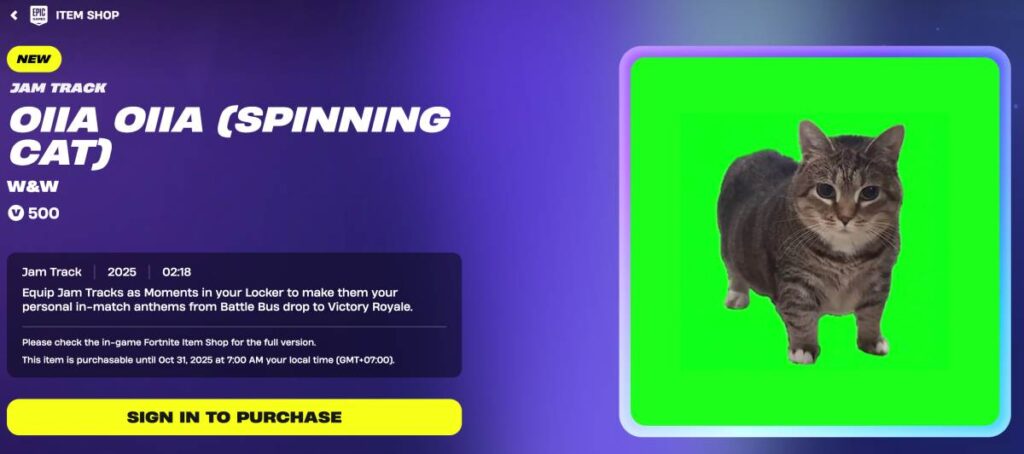 เอาจริง? Fortnite ประกาศขายเพลงแมว OIIA OIIA ในเกม 2 เอาจริง? Fortnite ประกาศขายเพลงแมว OIIA OIIA ในเกม