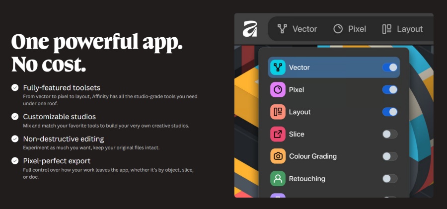 Canva เปิดให้ใช้งานแอปแต่งรูป Affinity ฟรี 2 Affinity Free on Canva