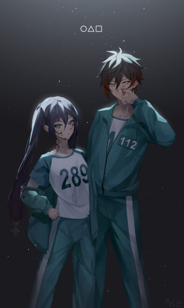 แฟนอาร์ต Mona และ Zhongli ตะลุย Squid Game