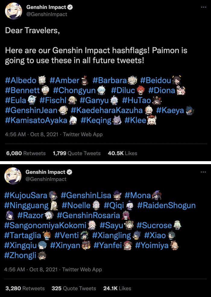 สุดคิวท์ ! Genshin Impact ปล่อยแฮชแท็กตัวละครบนทวิตเตอร์