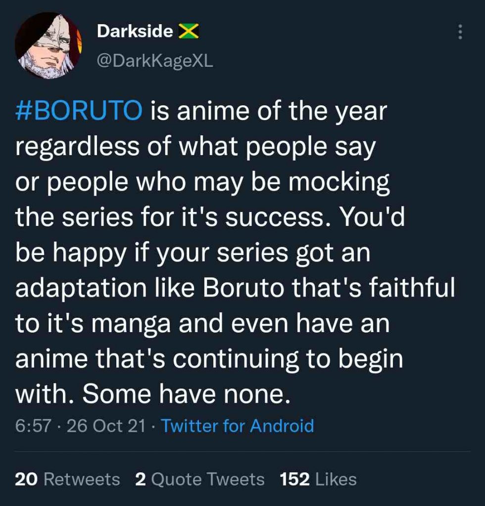 แฟนการ์ตูนบางส่วนอ้าง Boruto คือการ์ตูนแห่งปี 2021! 4 แฟนการ์ตูนบางส่วนอ้าง Boruto คือการ์ตูนแห่งปี 2021!