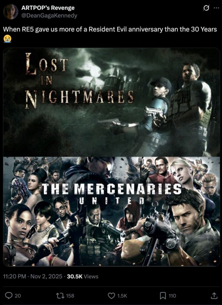 แฟนเกมยก Resident Evil 5 เซอร์วิสดีกว่าการฉลอง 30 ปีของแฟรนไชส์อีก 2 แฟนเกมยก Resident Evil 5 เซอร์วิสดีกว่าการฉลอง 30 ปีของแฟรนไชส์อีก