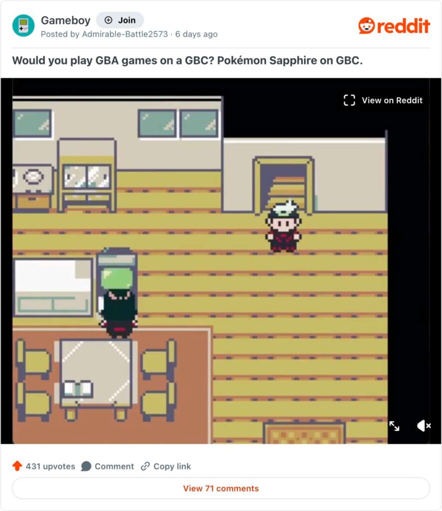 ผู้เล่นประดิษฐ์ตัวแปลงเกม GameBoy Advance ให้เล่นบน GameBoy Color