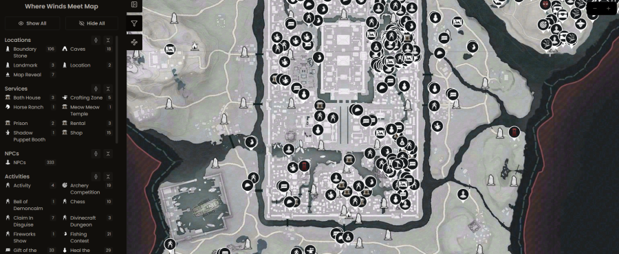 สื่อนอกทำ Interactive Map ของ Where Winds Meet มาให้ได้ใช้งานกันแล้ว 2 All Where Winds Meet Interactive Map