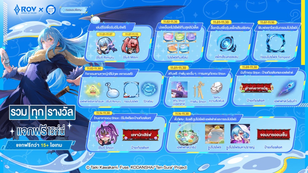 Garena RoV ประกาศความร่วมมือสุดยิ่งใหญ่ครั้งแรกกับอนิเมะอิเซไกชื่อดังระดับโลก ‘เกิดใหม่ทั้งทีก็เป็นสไลม์ไปซะแล้ว’ 5 Garena RoV ประกาศความร่วมมือสุดยิ่งใหญ่ครั้งแรกกับอนิเมะอิเซไกชื่อดังระดับโลก ‘เกิดใหม่ทั้งทีก็เป็นสไลม์ไปซะแล้ว’