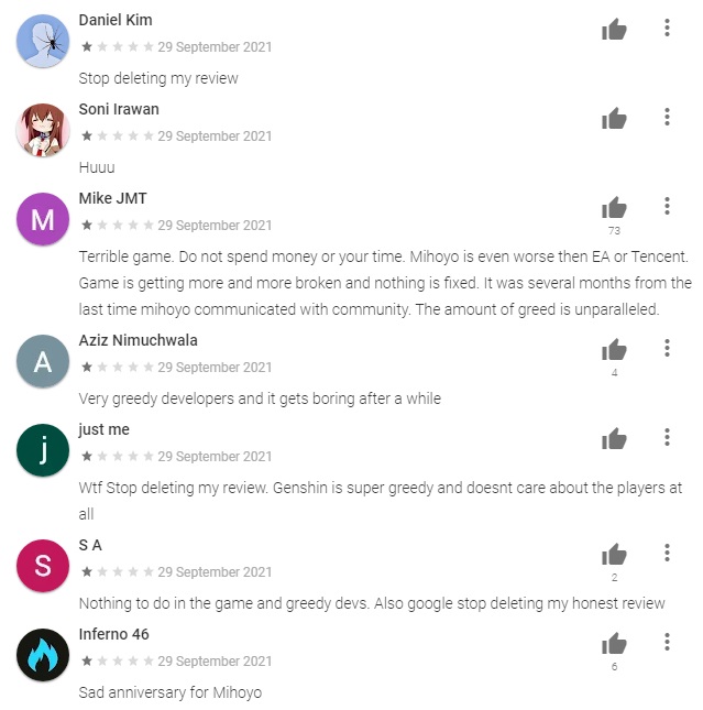 แฟนเกม Genshin Impact ถล่มรีวิว 1 ดาวบน Google Play