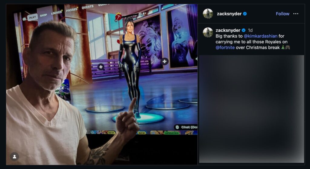 Zack Snyder ขอบคุณสกิน Kim Kardashian ที่ทำให้ชนะเกม Fortnite 2 Zack Snyder ขอบคุณสกิน Kim Kardashian ที่ทำให้ชนะเกม Fortnite