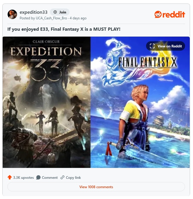 Clair Obscur: Expedition 33 Final Fantasy X