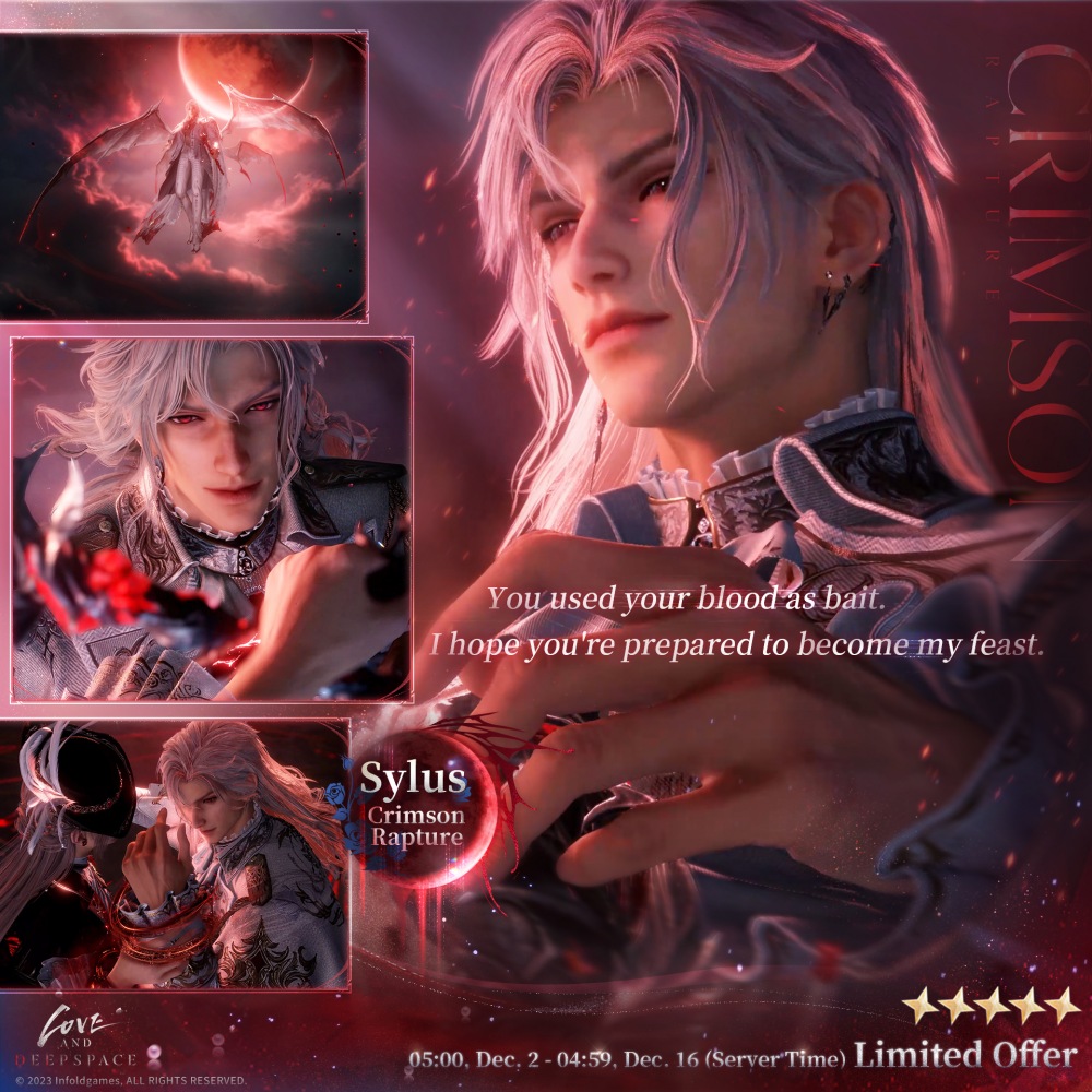 Love and Deepspace ปล่อยความทรงจำ 5 ดาวใหม่ [Sylus: Crimson Spirit] วันที่ 2 ธันวาคมนี้!