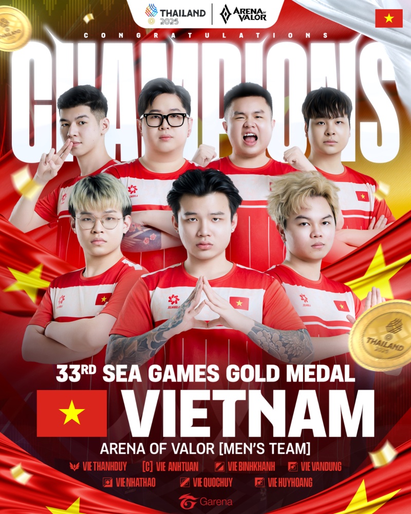 ปิดฉากอีสปอร์ตซีเกมส์ RoV ทีมชาย เวียดนามซิวเหรียญทอง