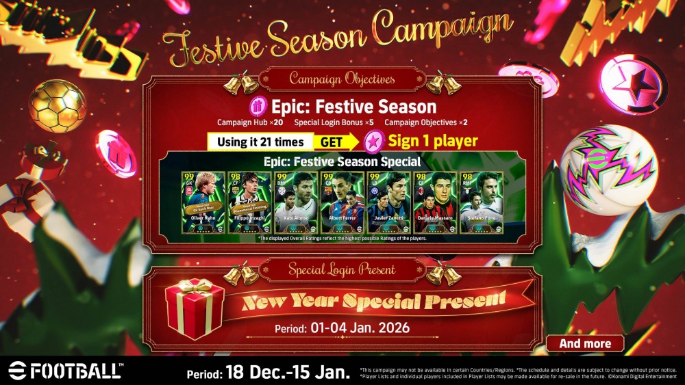 ร่วมฉลองไปด้วยกัน! “Festive Season Campaign” ได้เริ่มต้นขึ้นใน eFootball™ แล้ว