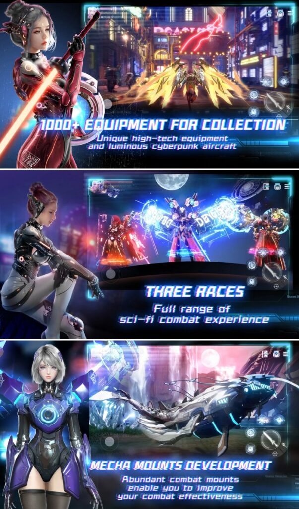 Cyber Fantasy เกมมือถือ MMORPG กราฟิกงามธีม Cyberpunk