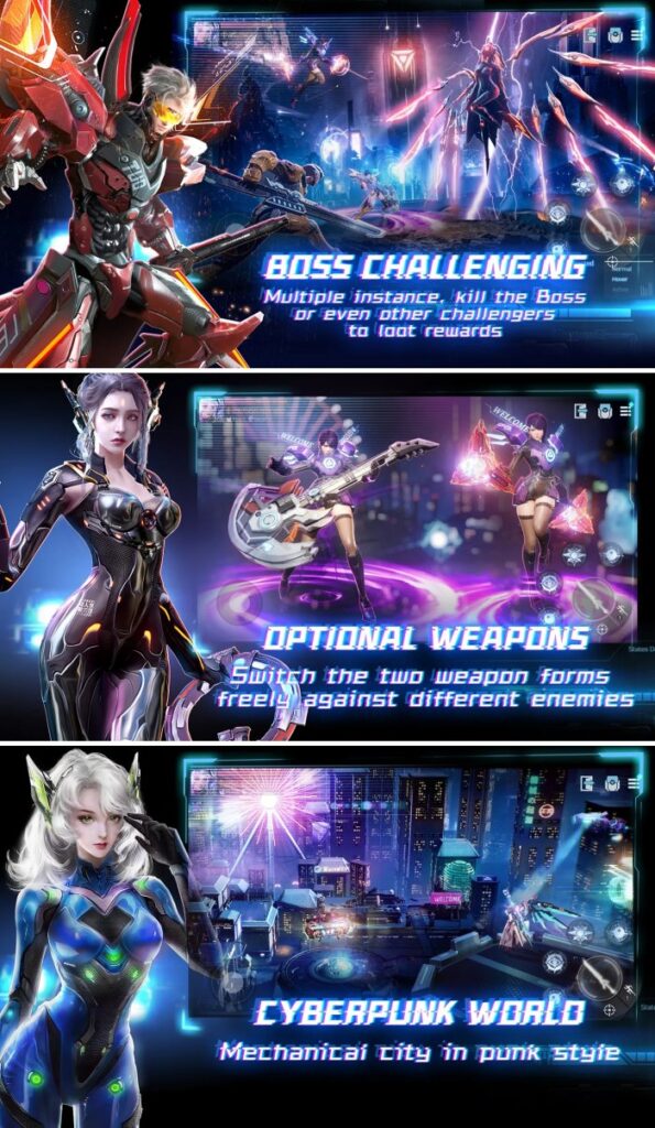 Cyber Fantasy เกมมือถือ MMORPG กราฟิกงามธีม Cyberpunk