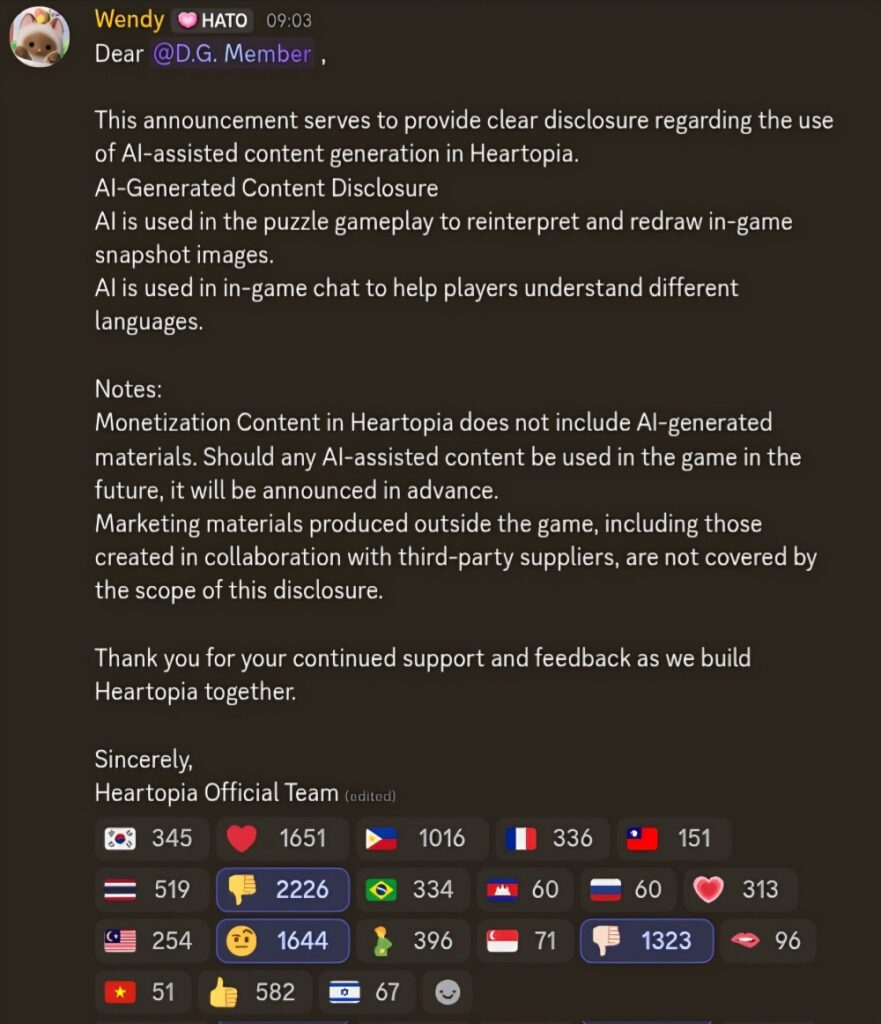 ดราม่า Heartopia! ผู้เล่นแห่ต้าน หลังทีมงานประกาศใช้ Generative AI ในระบบ Puzzle 2 ดราม่า Heartopia! ผู้เล่นแห่ต้าน หลังทีมงานประกาศใช้ Generative AI ในระบบ Puzzle