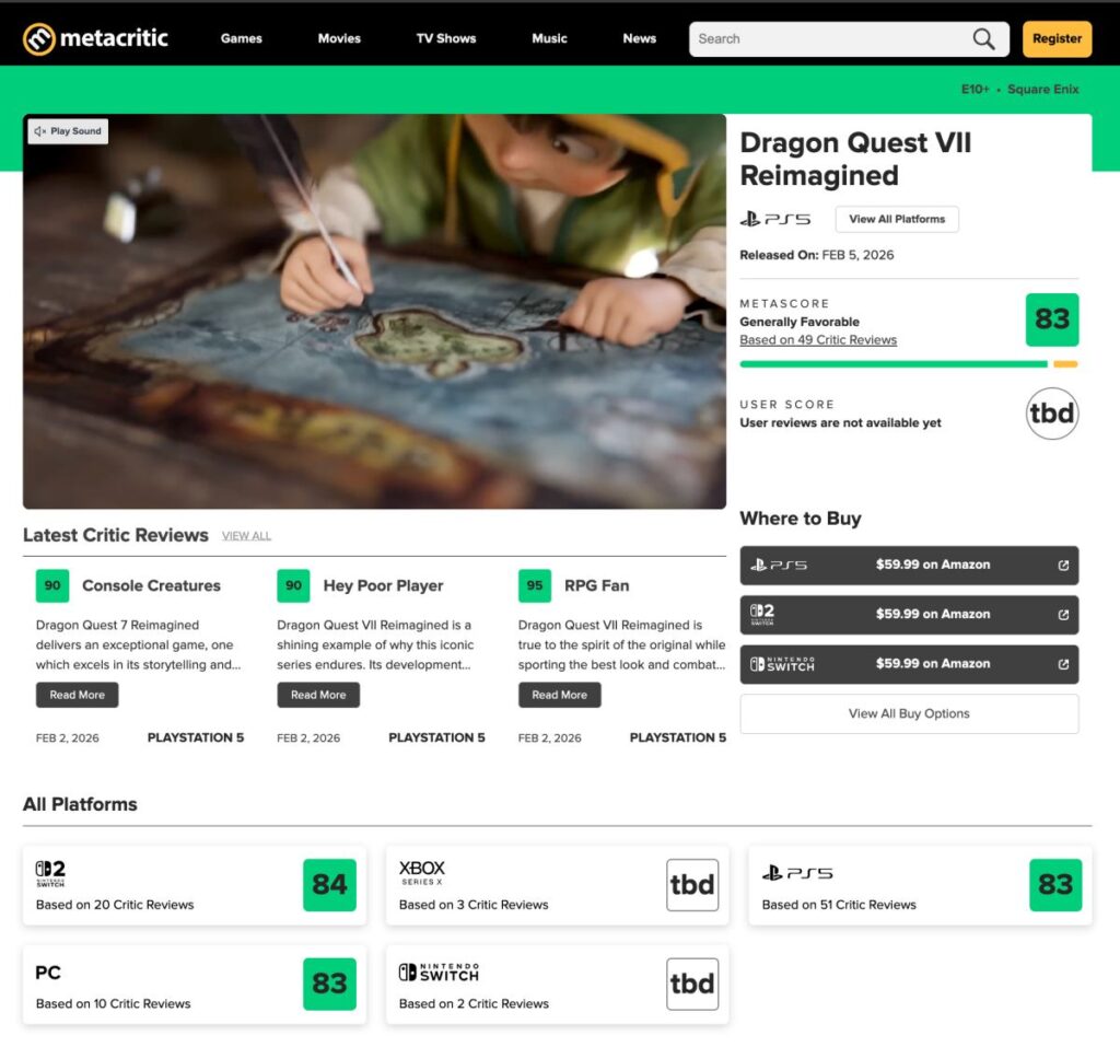 เปิดโผรีวิว Dragon Quest VII Reimagined จาก Metacritic