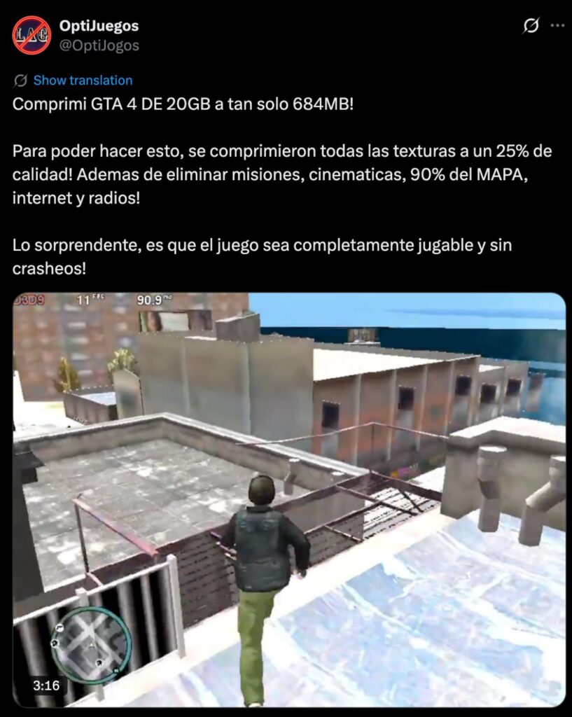 ยังไม่พอหรอพี่! Modder เจ้าเดิมบีบอัดไฟล์ GTA IV เหลือไม่ถึง 1GB เท่านั้น