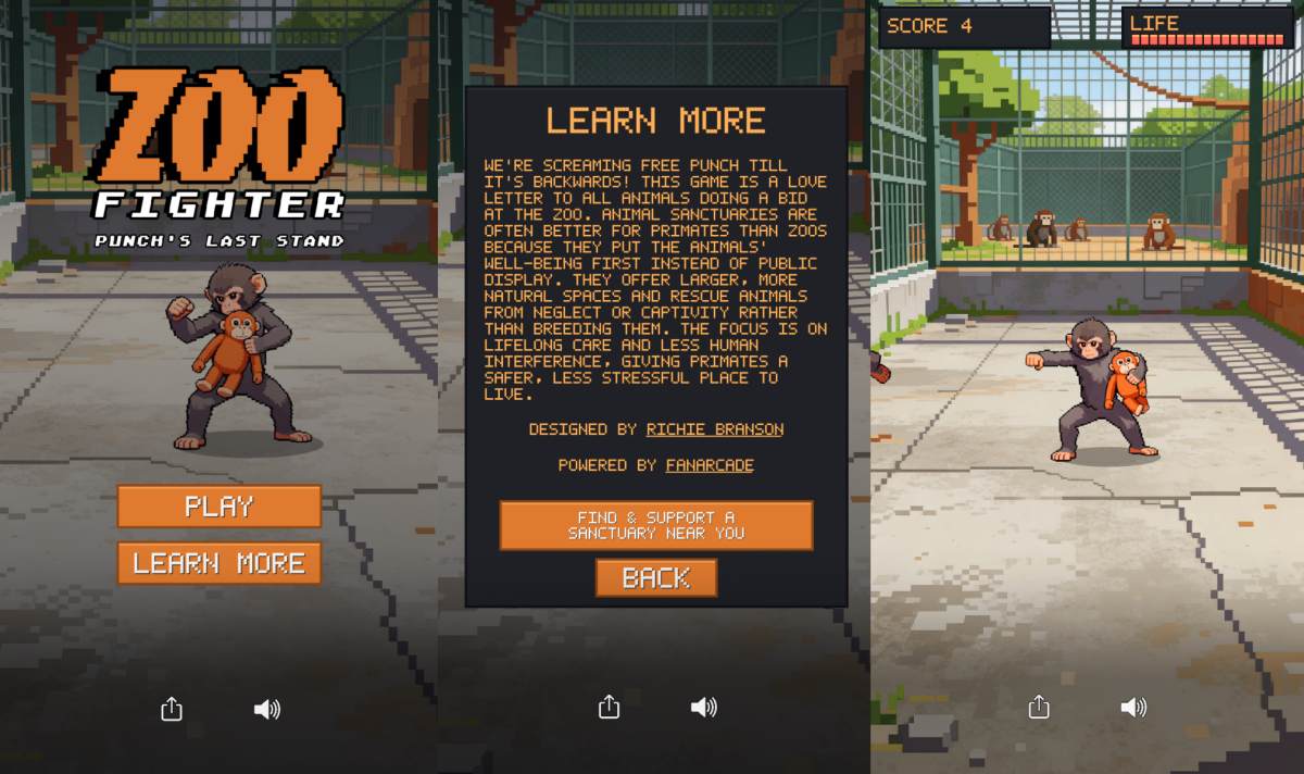 Zoo Fighter เกมพั้นช์คุง พั้นช์คุง ลิง